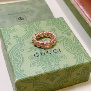 Gucci Interlocking GG Chain Ring - Rose Gold