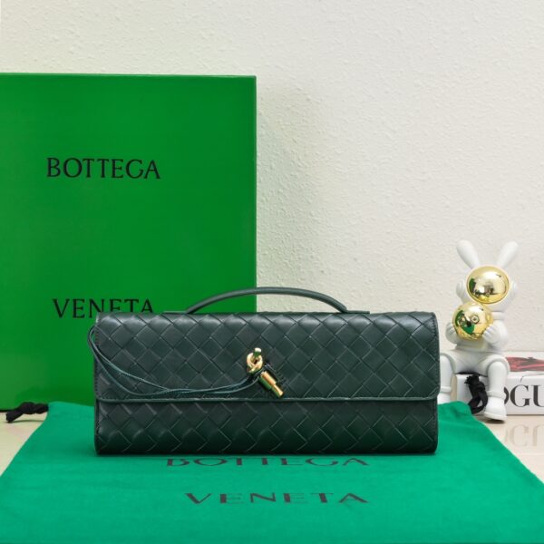 Bottega Veneta Knot Clutch - Dark Green Intrecciato Leather - Image 8