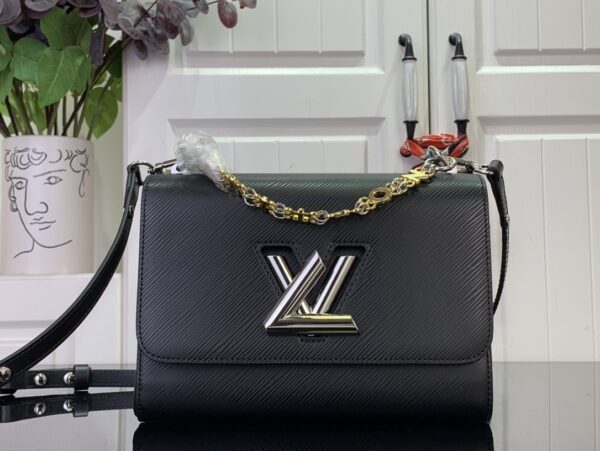Louis Vuitton Twist MM Epi Leather Bag - Black with Gold Chain