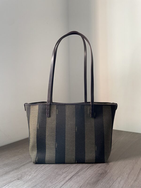 Fendi Vintage Pequin Stripe Canvas Tote Bag - Image 3