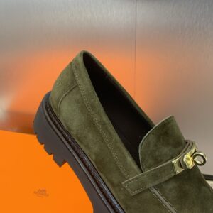 Hermès Paris Loafer - Suede Green with Gold Kelly Lock