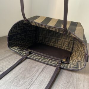 Fendi Vintage Pequin Stripe Canvas Tote Bag