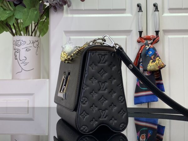 Louis Vuitton Twist MM Epi Leather Bag - Black with Gold Chain - Image 2