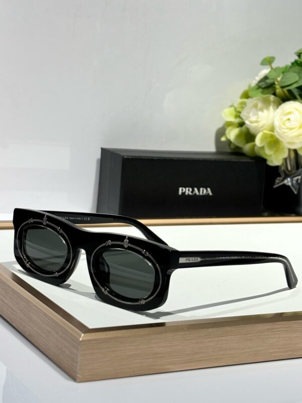 Prada Symbole Rectangle Sunglasses - Black