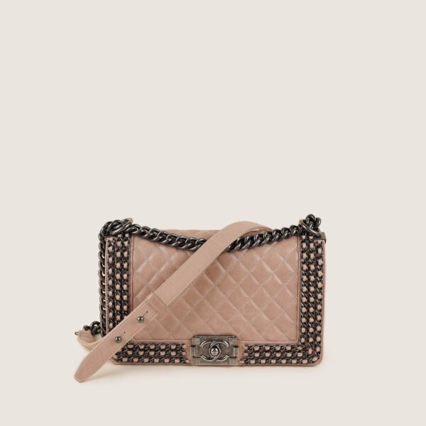 Chain Embellished Old Medium Boy Bag - Image 3