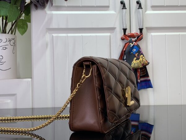 Louis Vuitton Lou Quilted Leather Chain Bag - Dark Brown - Image 3