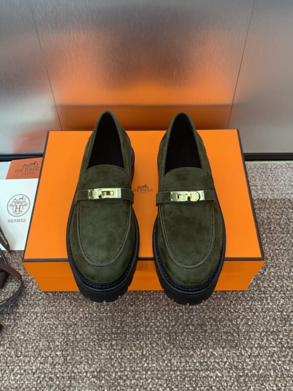Hermès Paris Loafer - Suede Green with Gold Kelly Lock
