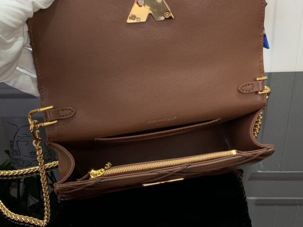 Louis Vuitton Lou Quilted Leather Chain Bag - Dark Brown - Image 8