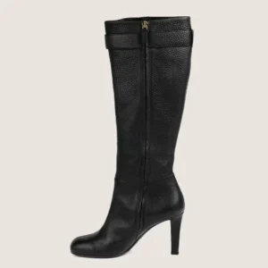 GG Leather Knee-High Boots - Black