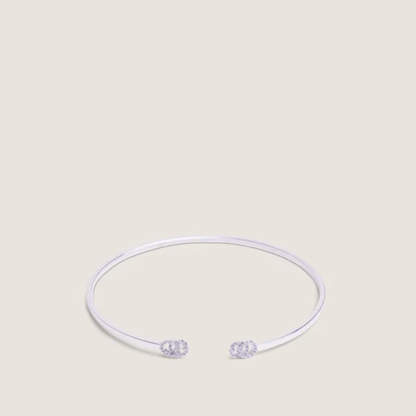 Gucci GG Pavé Diamond Open Bangle Bracelet - White Gold