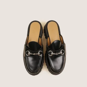 Gucci Horsebit Leather Platform Mule - Black